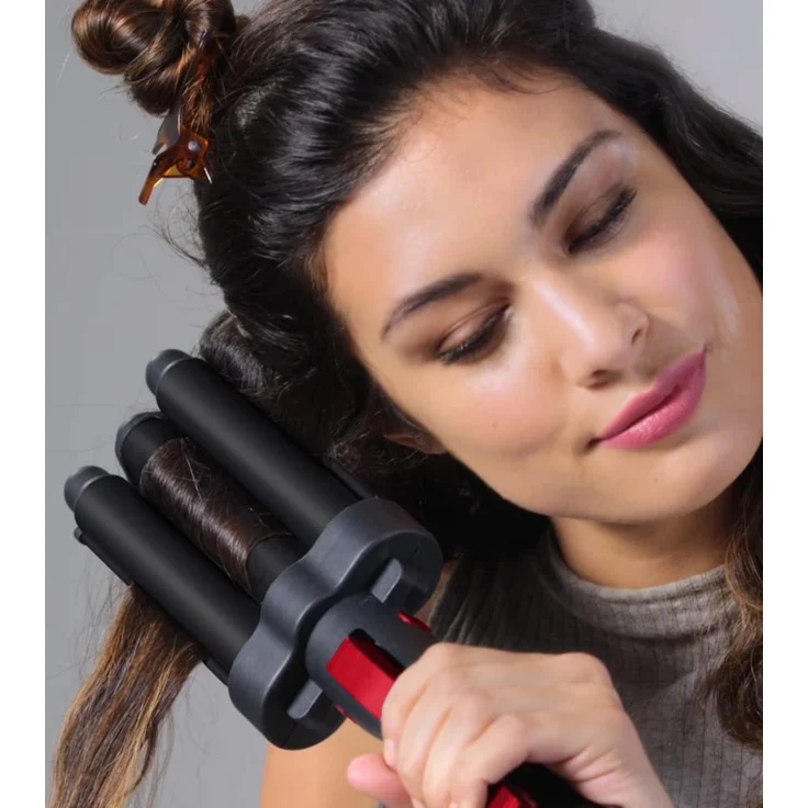 Revlon RVIR3056UKE Wave Master Jumbo Welleneisen, Lockenstab, 30 Temperatureinstellungen, Turmalin-Kermaikbeschichtung, inkl. 3 Jumbo Stylingplatten, schwarz – Bild 4