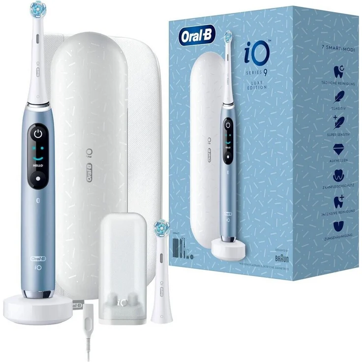 Oral-B iO Series 9 Luxe Edition elektrische Zahnbürste, 7 Reinigungsprogramme, aqua marine – Bild 1