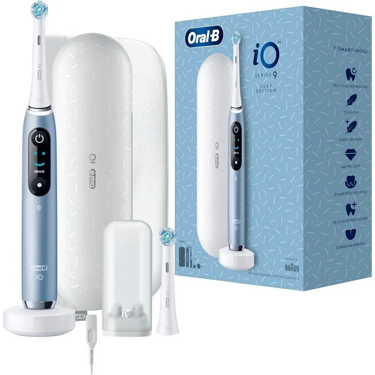 Oral-B iO Series 9 Luxe Edition elektrische Zahnbürste, 7 Reinigungsprogramme, aqua marine