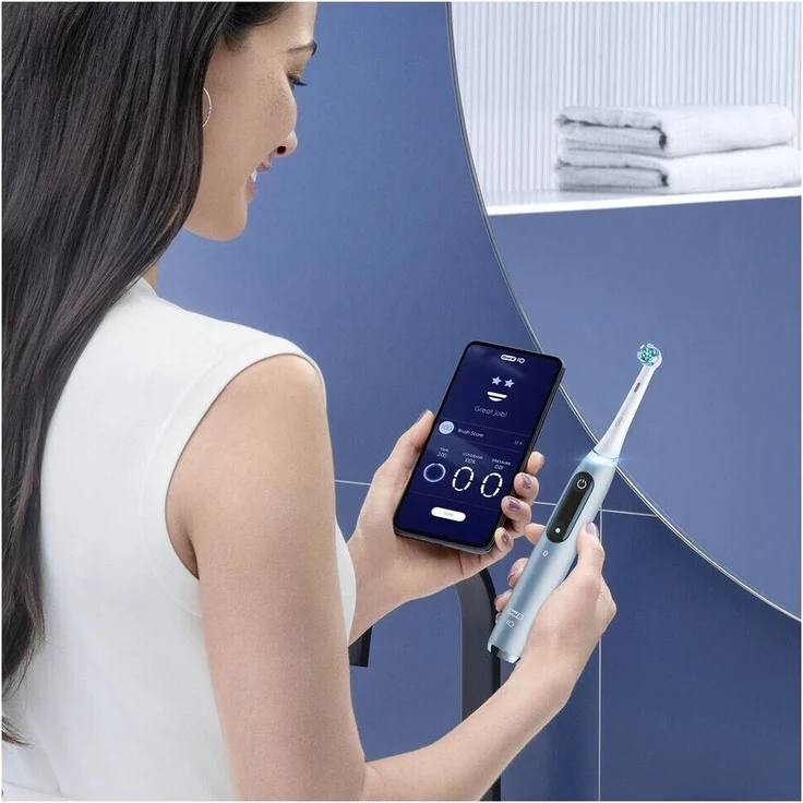 Oral-B iO Series 9 Luxe Edition elektrische Zahnbürste, 7 Reinigungsprogramme, aqua marine – Bild 3