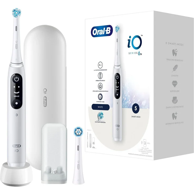 Oral-B iO Series 6N, elektrische Zahnbürste, 5 Reinigungsprogramme, weiß – Bild 1