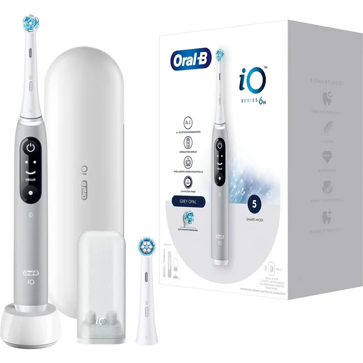 Oral-B iO Series 6N, elektrische Zahnbürste, 5 Reinigungsprogramme, grey opal – Bild 1