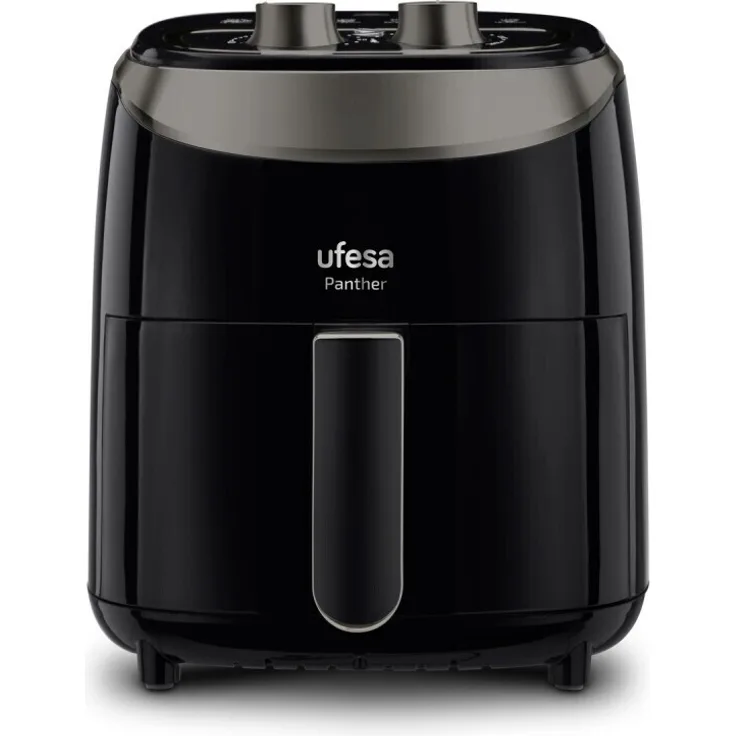 Ufesa Phanter Heißluftfritteuse, ohne Fett, 1200 W, 3,5 Liter, bis 200 °C, Timer, Antihaftbeschichtung, Kunststoff, schwarz