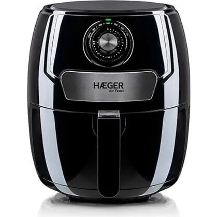 Haeger Air Feast Heißluftfritteuse, 1500 W 3,7 L, Timer 30 Minuten, bis 200 °C, Drehregler, Kunststoff, schwarz