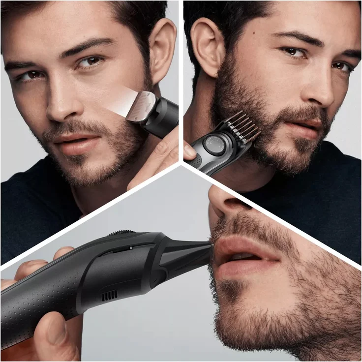 Braun BeardTrimmer BT7340 Barttrimmer mit Präzisionsrad, 5 Aufsätzen und Gilette ProGlide Rasierer, schwarz – Bild 7