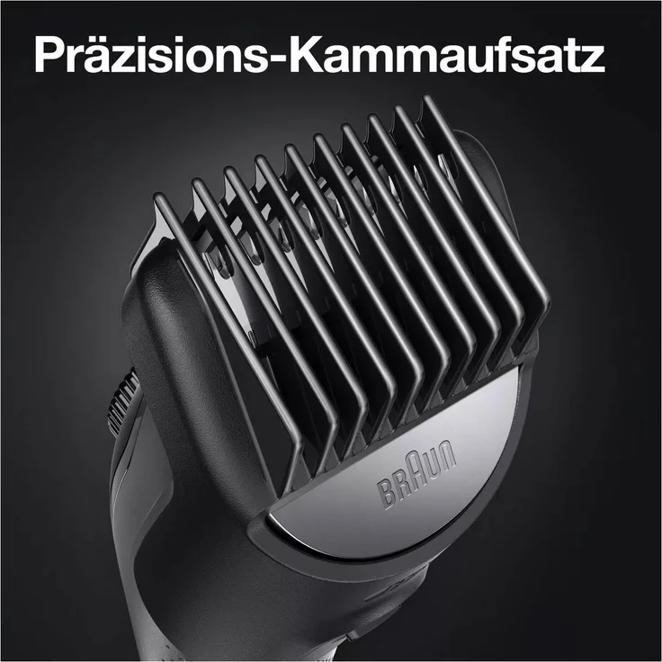 Braun BeardTrimmer BT7340 Barttrimmer mit Präzisionsrad, 5 Aufsätzen und Gilette ProGlide Rasierer, schwarz – Bild 4