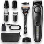 Braun BeardTrimmer BT7340 Barttrimmer mit Präzisionsrad, 5 Aufsätzen und Gilette ProGlide Rasierer, schwarz