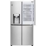 LG GMX945NS9F Side-by-Side-Kühlschrank, freistehend, edelstahl, NoFrost, Wasser- und Eiswürfelspender, Festwasseranschluss, LED, InstaView, Breite 91.2 cm, Energieklasse F