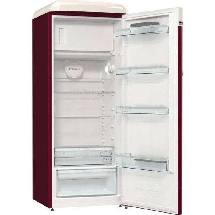 Gorenje OBRB615DR Kühlschrank mit Gefrierfach, freistehend, burgundy, FrostLess, 0-Grad-Zone, Schnellkühlen, LED, Breite 59.5 cm, Energieklasse D – Bild 2