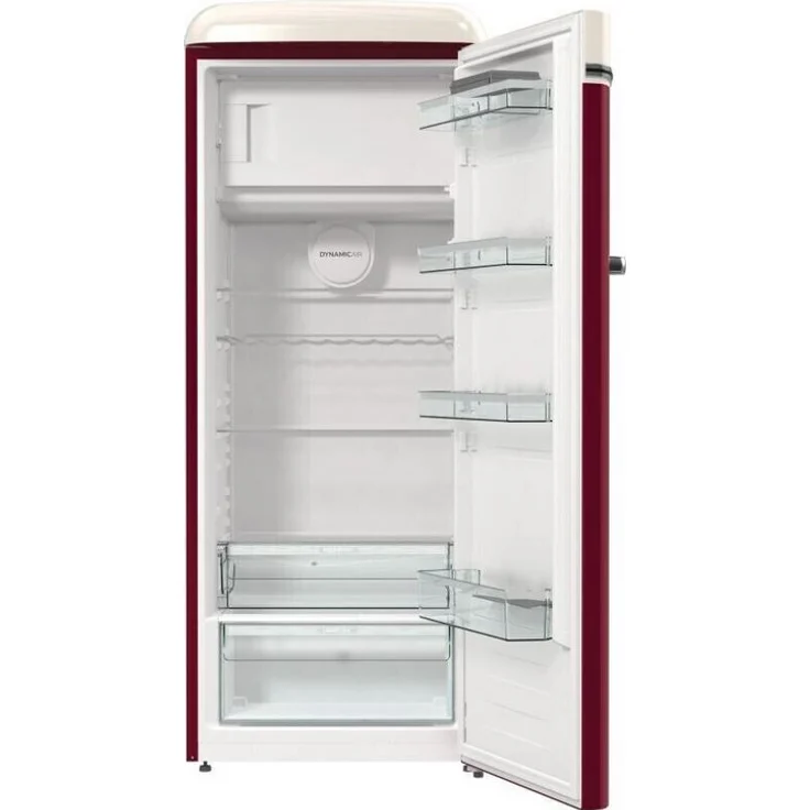 Gorenje OBRB615DR Kühlschrank mit Gefrierfach, freistehend, burgundy, FrostLess, 0-Grad-Zone, Schnellkühlen, LED, Breite 59.5 cm, Energieklasse D – Bild 3