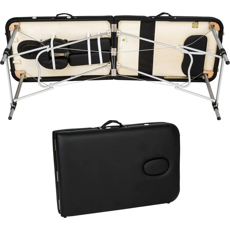 2 Zonen Massageliege-Set Freddi mit 5cm Polsterung, Rollen und Holzgestell, schwarz – Bild 3