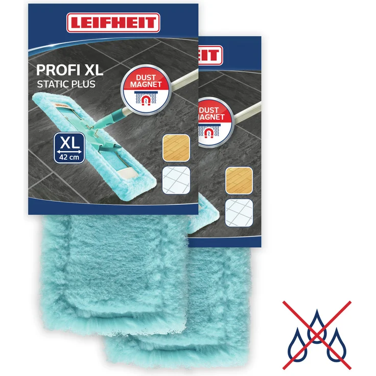 Leifheit Wischbezug Profi XL static plus, für alle Bodenarten, zieht Staub und Haare an wie ein Magnet, Bodenwischer Ersatzbezug für glatte Böden, Staubwischer 2er – Bild 9