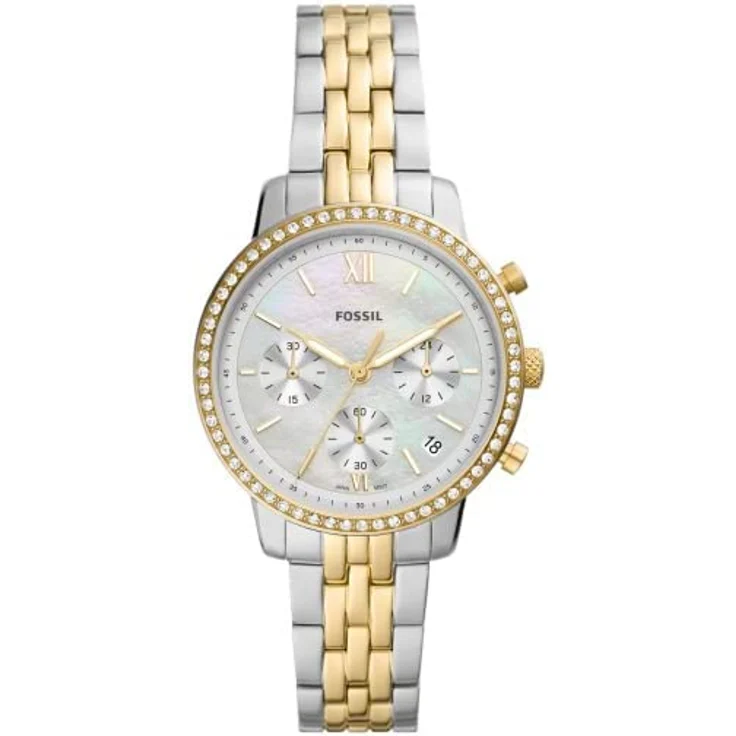 Fossil DamenUhr ES5216 Neutra Chronograph Edelstahl vergoldet – Bild 1