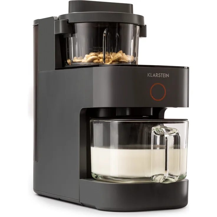 Klarstein Marcia Nussmilchbereiter, 1250W, 1200 ml, 360° Heiztechnologie, Touch, herausnehmbarer Wassertank, grau