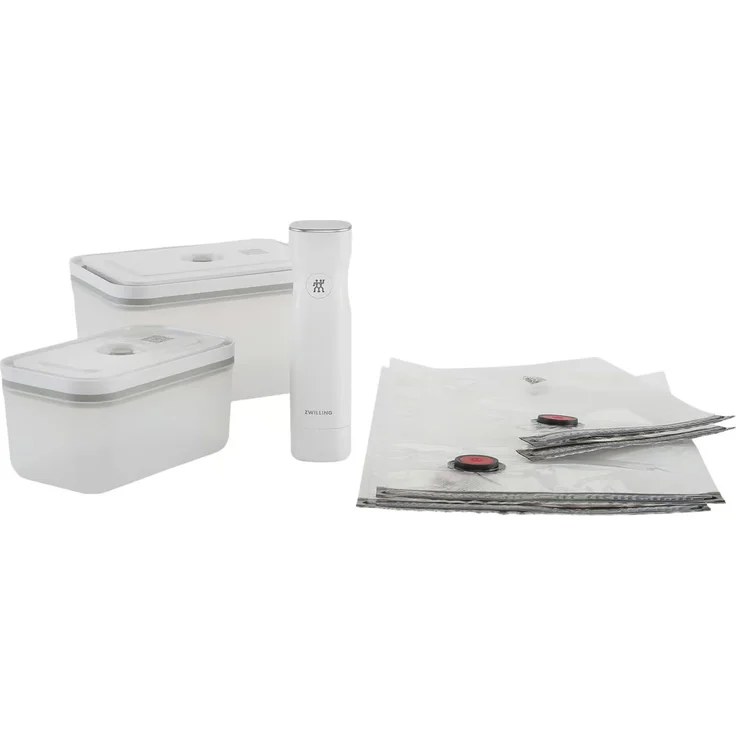 Zwilling Fresh & Save Vakuum- Starter-Set 7-tlg., inkl. Box M 0,9 l, Box L 2,0 l aus Kunststoff, Silikon, transparent, weiß – Bild 1