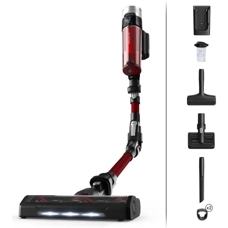 Rowenta RH2079 X-ForceFlex Handstaubsauger, 45 min Akkubetrieb, knickbares Rohr, schwarz-rot