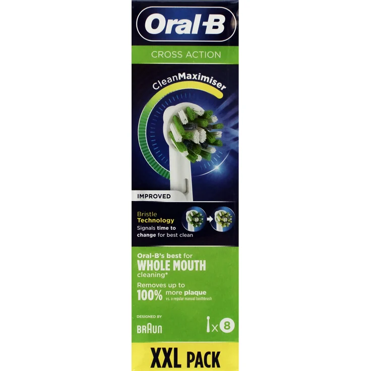 Oral-B CrossAction Bürstenkopf, 8 Stück, Elektro-Bürste, mit CleanMaximiser Technologie, Weiß – Bild 1