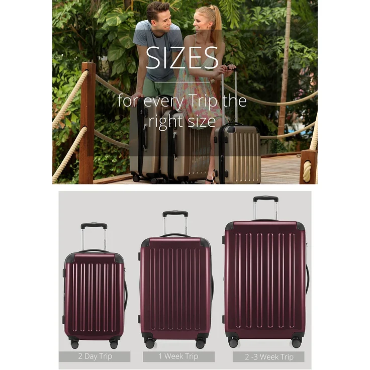 Hauptstadtkoffer Alex Handgepäck Hartschalenkoffer Kabinen Gepäck für jede Airline, 4 Rollen, Erweiterbar, 55 cm, 42 Liter Dunkelrot (burgund), Zahlenschloss – Bild 4