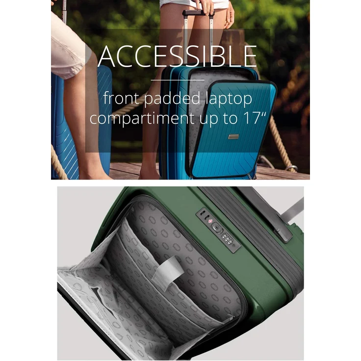 Hauptstadtkoffer TXL Handgepäck Hartschalen Koffer Trolley Laptofach Reisekoffer, TSA, 4 Rollen, 55 cm, 40 Liter Dunkelgrün – Bild 6