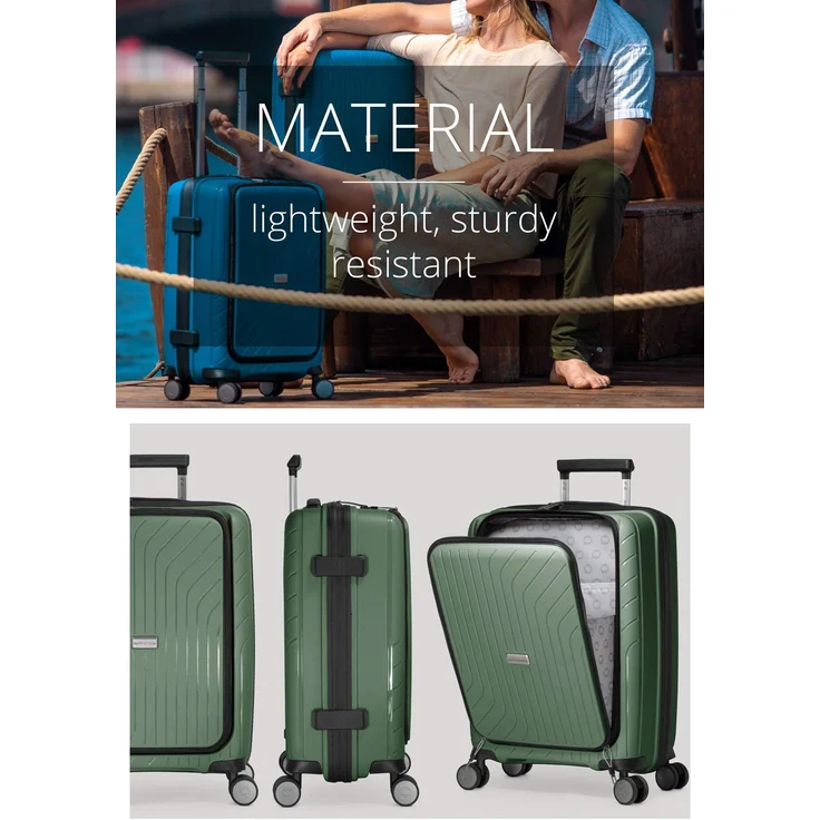 Hauptstadtkoffer TXL Handgepäck Hartschalen Koffer Trolley Laptofach Reisekoffer, TSA, 4 Rollen, 55 cm, 40 Liter Dunkelgrün – Bild 7