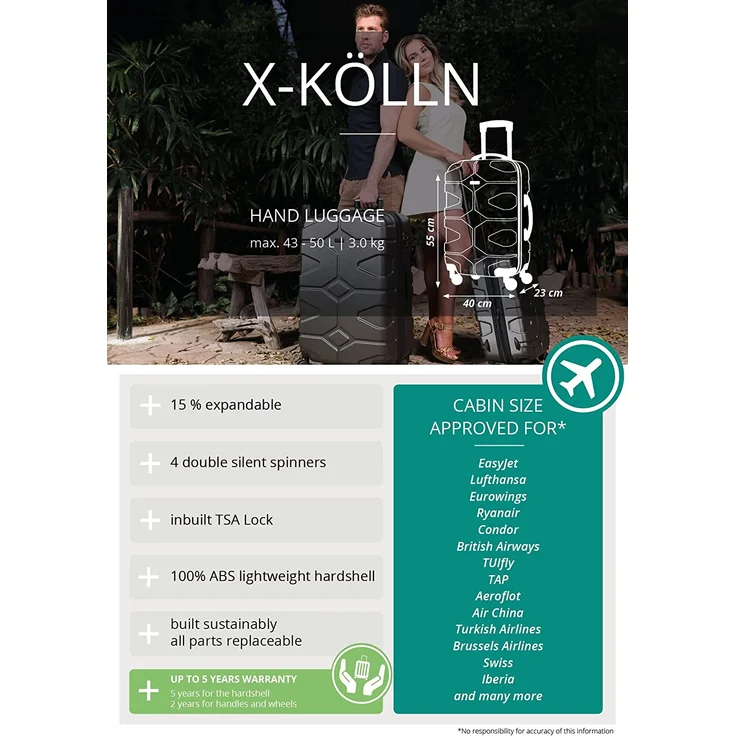 Hauptstadtkoffer X Kölln Handgepäck Hartschalen Koffer Trolley Rollkoffer Reisekoffer, TSA, 55 cm, 50 Liter Olivgrün – Bild 5