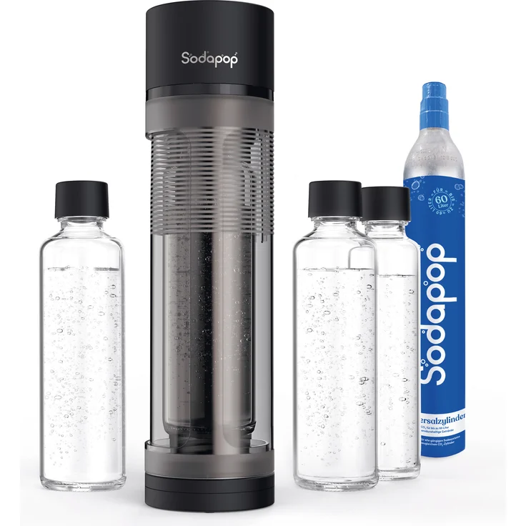 Sodapop Wassersprudler Logan Edition, inkl. 2 Glaskaraffen 850ml, 1 Glaskaraffe 600ml und 1 CO2 Zylinder 60L – Bild 1