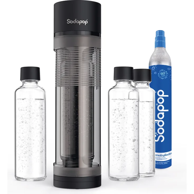 Sodapop Wassersprudler Logan Edition, inkl. 2 Glaskaraffen 850ml, 1 Glaskaraffe 600ml und 1 CO2 Zylinder 60L