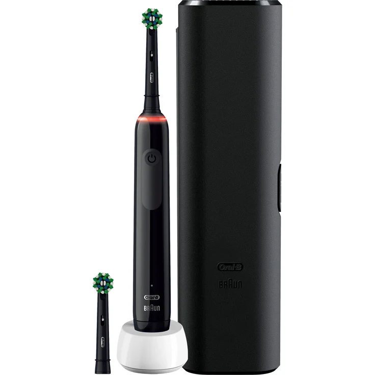 Oral-B Pro 3 3500 Black Edition Set, elektrische Zahnbürste, 2 Aufsteckbürsten, schwarz – Bild 1