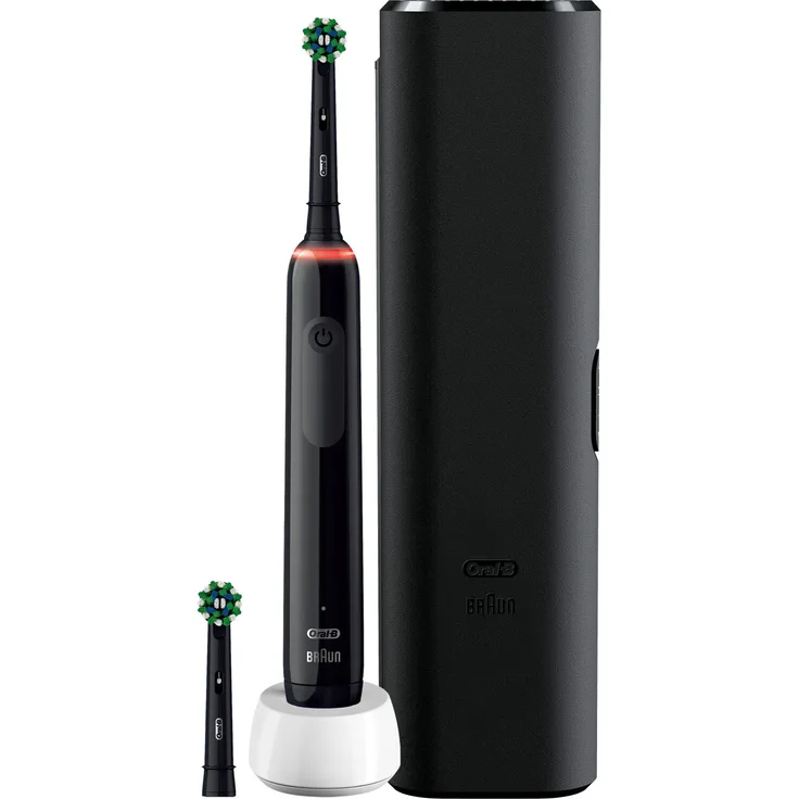 Oral-B Pro 3 3500 Black Edition Set, elektrische Zahnbürste, 2 Aufsteckbürsten, schwarz