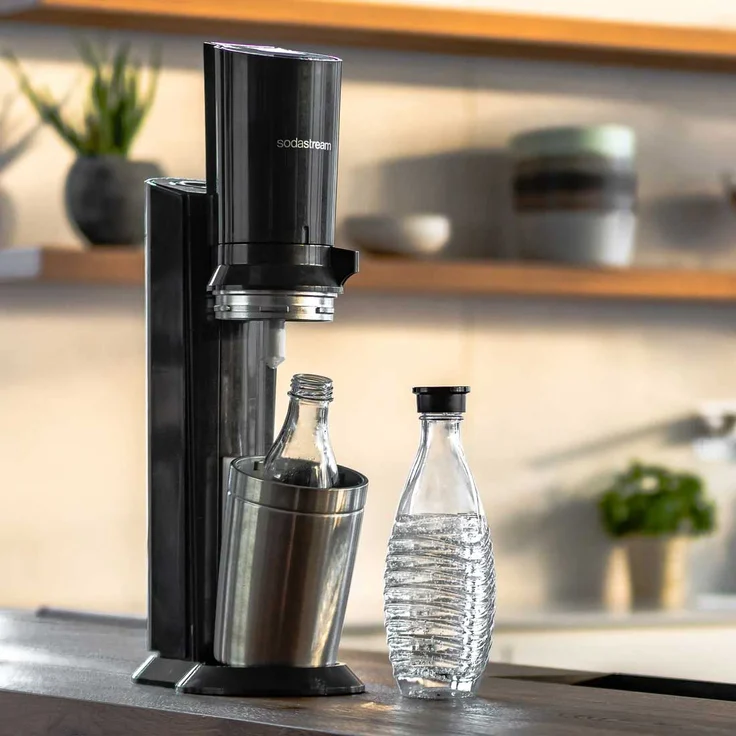 SodaStream Crystal 3.0 titan, Wassersprudler mit 1 Glaskaraffe und 1 Kohlensäure-Zylinder (neues Zylindermodell) Quick Connect Zylinder – Bild 5