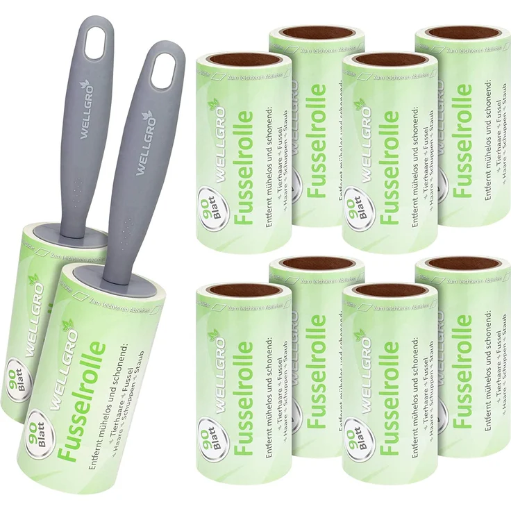 10er Set Wellgro Fusselrollen 10 Rollen mit je 90 Blatt + 2 Abroller, 900 diagonal perforierte Blätter für leichtes Abziehen – Bild 1