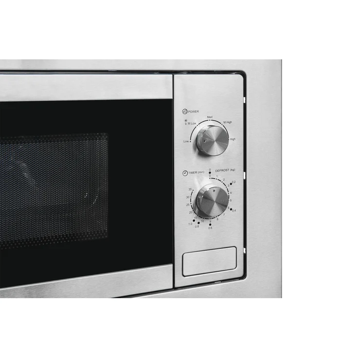 Exquisit EMW10-020 Mikrowelle, 20 Liter Garraum, 59,5 cm breit, Einbaugerät, 800W, 5 Leistungsstufen, Timer, Edelstahl, inox – Bild 5