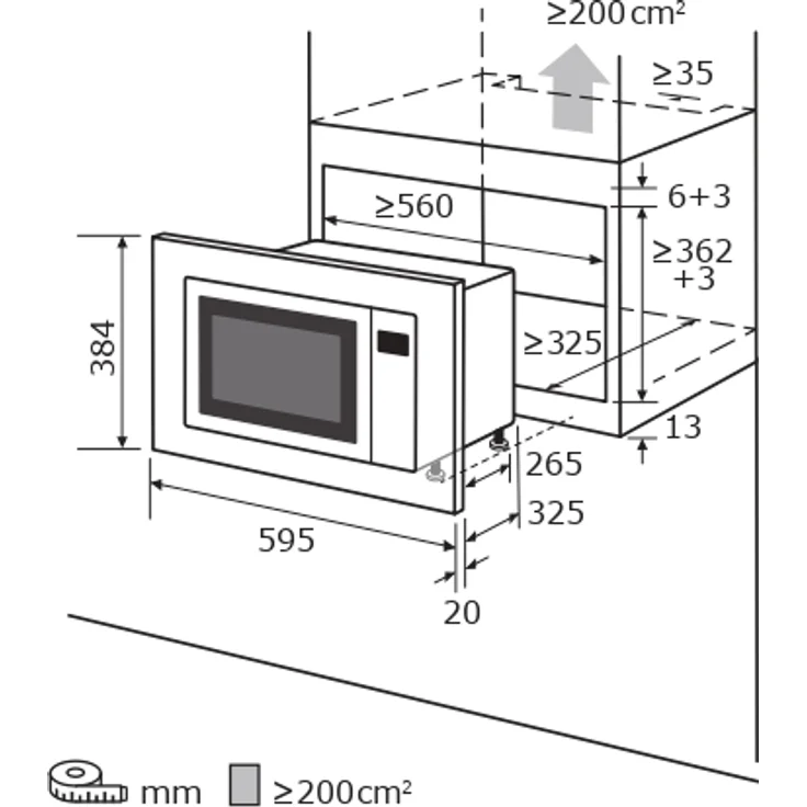 Exquisit EMW10-020 Mikrowelle, 20 Liter Garraum, 59,5 cm breit, Einbaugerät, 800W, 5 Leistungsstufen, Timer, Edelstahl, inox – Bild 9