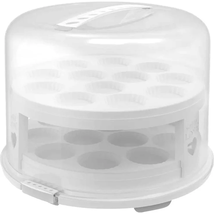 Rotho Tortenglocke Fresh XL mit Trays 26 cm weiß, inklusive zwei Einsätzen 35,5 x 34,5 x 26 cm (L x B x H)