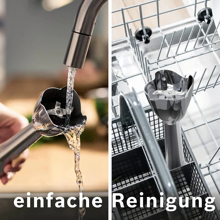 Bosch MSM6M8X1 ErgoMaster Serie 6 Stabmixer, 1200 Watt, Kupplung aus Keramik, stufenlose Geschwindigkeitsregulierung, inkl. Mixstab, Foodprozessor mit Würfelschneider, Zerkleinerer, Edelstahl – Bild 9