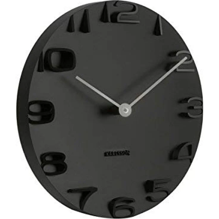 Karlsson KA5311BK Wanduhr On The Edge, schwarz mit Zeiger, Chrom – Bild 3