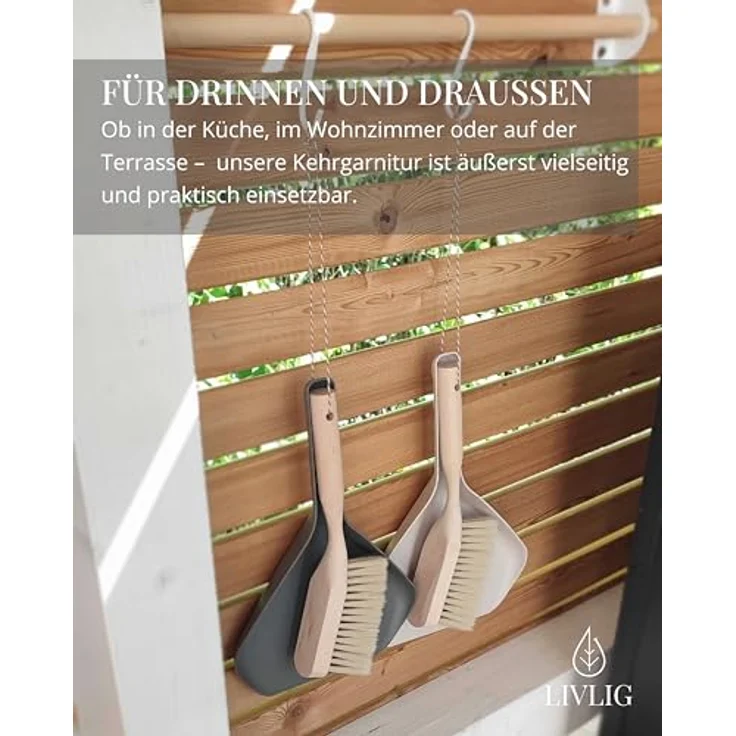 LIVLIG Kehrgarnitur, Set aus Holzbesen und Kehrschaufel aus 100% recyceltem Kunststoff, für Innen- und Außenbereich, Made in Europa – Bild 6