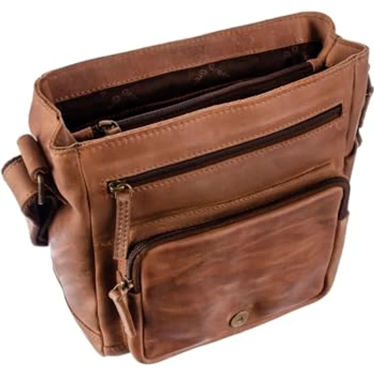 Greenland Nature Montenegro Umhängetasche aus 100% Leder, 22 cm x 12 cm x 28 cm, braun – Bild 4