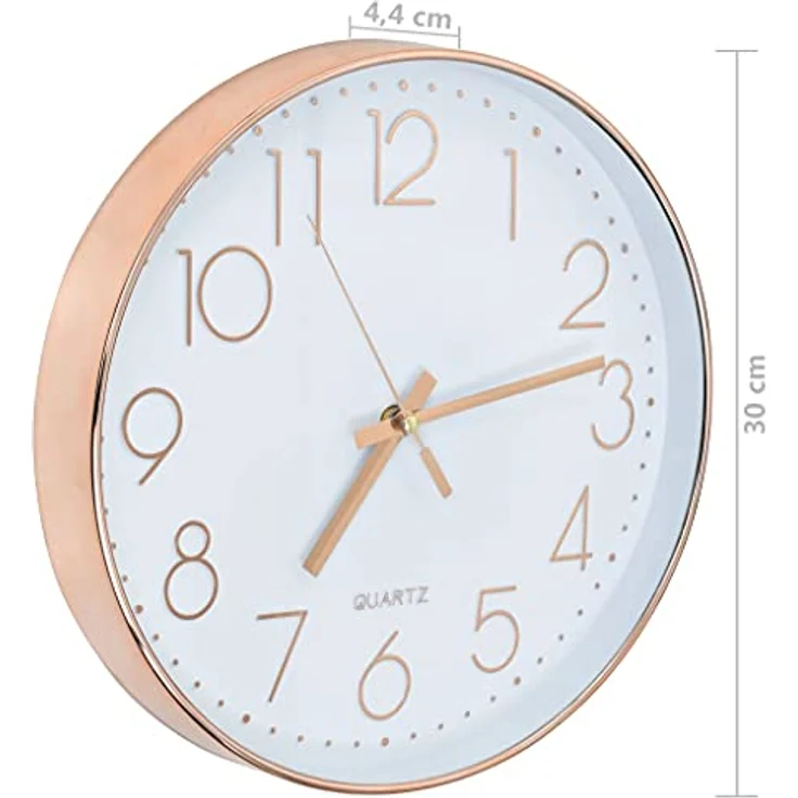 vidaXL Wanduhr mit rotgoldenem Rand und weißem Zifferblatt, 30 cm Durchmesser – Bild 7