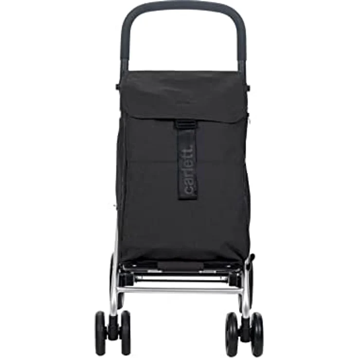 Carlett Einkaufstrolley mit 4 Rädern | Lett470 CLASSIC family | Zusammenklappbarer Einkaufswagen mit großer Tasche 32kg, 64L Einkaufstasche, 10,5L Thermotasche und Rückfach, Schwarz – Bild 2