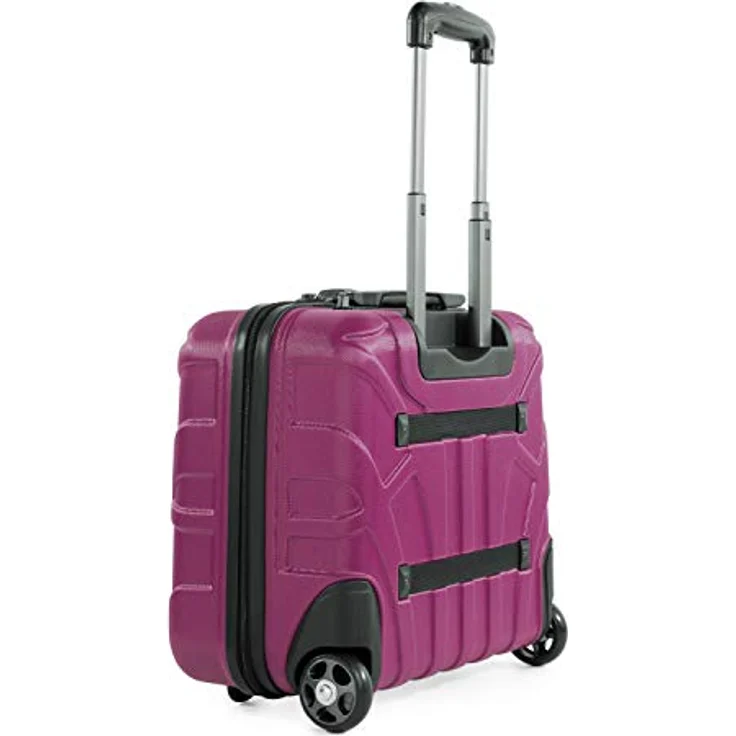 SUITLINE Pilotentrolley Hartschale, Business Trolley, Kabinengepäck, Handgepäck Trolley, Pilotenkoffer, Bordcase, Bordgepäck, TSA, ABS, 4 Rollen, Magenta  Silber – Bild 3