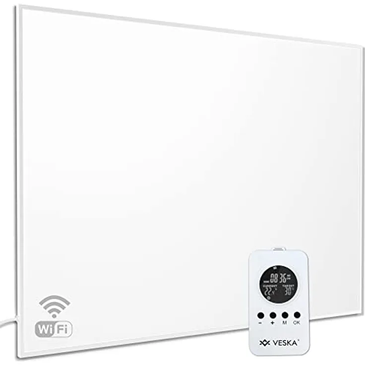 Infrarotheizung inkl. Thermostat APP-Funktion Wifi Fernbedienung und Timer - 10 Jahre Garantie - Deutsche Qualitätsmarke - Wandheizung Elektro Heizung, Überhitzungsschutz, TÜV/GS (450, Watt)
