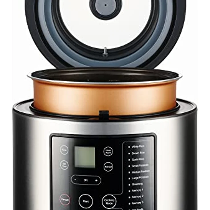 Solis Rice & Potato Cooker 8161 - Kartoffel- und Reiskocher - Dampfgarer mit Timerfunktion - 7 Programme - Aufwärmfunktion - 5 Liter Fassungsvermögen - Silber – Bild 3