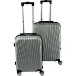 HTI-Living Kofferset High Level Silber, 2-teilig, 4 Rollen, Hartschalenkoffer mit Teleskopgriff