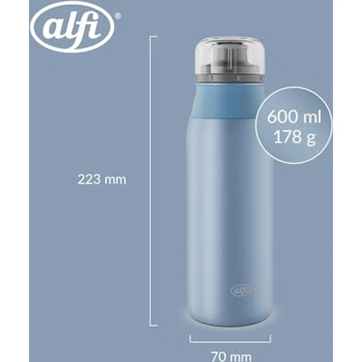 Alfi ELEMENT BOTTLE, Edelstahl Trinkflasche, 0,6l, spülmaschinenfest, Free-Flow Trinksystem mit Schraubverschluss, mattiert – Bild 6