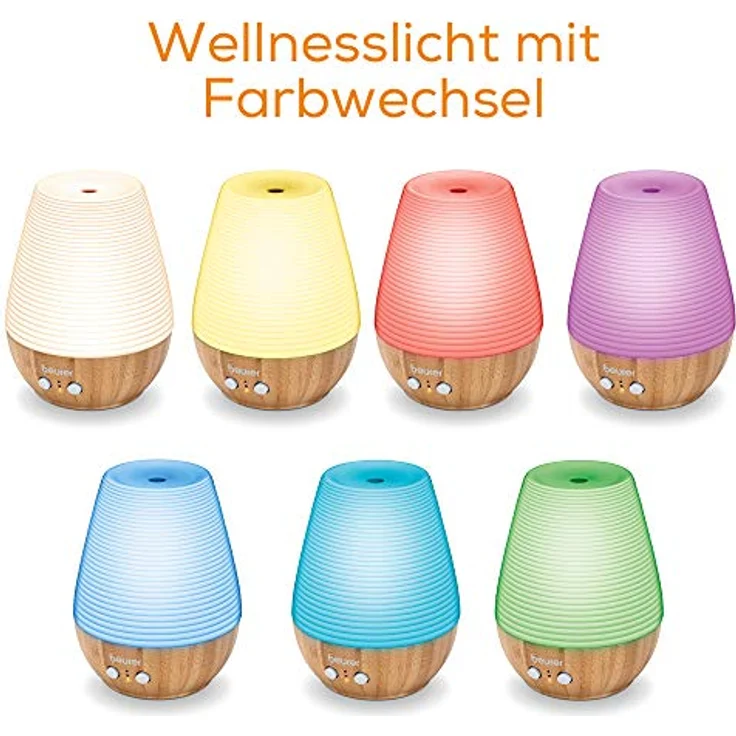 Beurer LA 40 Aroma Diffuser, Duft-Vernebler mit Ultraschall-Zerstäubung, mit Wellnesslicht und Farbwechsel, aus Holz – Bild 3