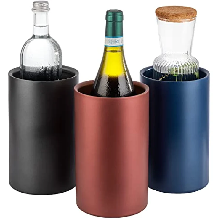 APS 36127 Doppelwandiger Flaschenkühler/Weinkühler für Flaschen mit max. Ø 10cm, schwarz/außen Ø 12 cm, H: 20 cm … – Bild 3