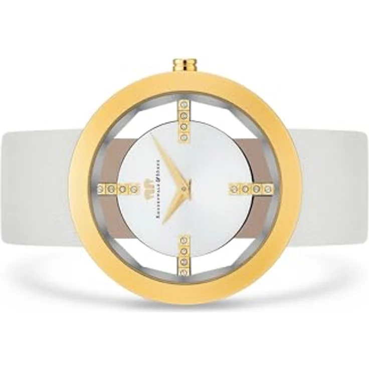 Rhodenwald & Söhne Quarzuhr Lucrezia creme-weiß, aus Edelstahl, mit Swarovski®-verzierten Strich-Indices und Sunray-Effekt – Bild 5
