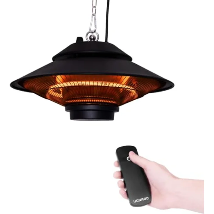 VONROC Infrarot Heizstrahler hängend Terrasse - 1500W Deckenheizstrahler in Silber, mit 360°-Verteilung und Fernbedienung – Bild 2