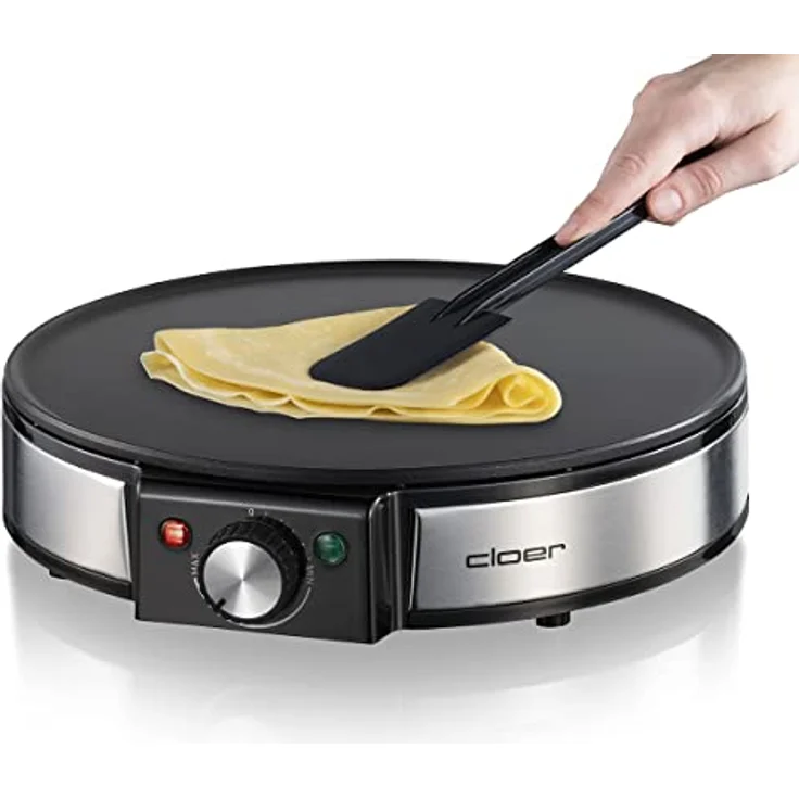 Cloer 6630 Crêpes Maker, 30 cm Backfläche, Standfunktion, Kunststoffgehäuse, antihaftbeschichtet, schwarz, edelstahl – Bild 4